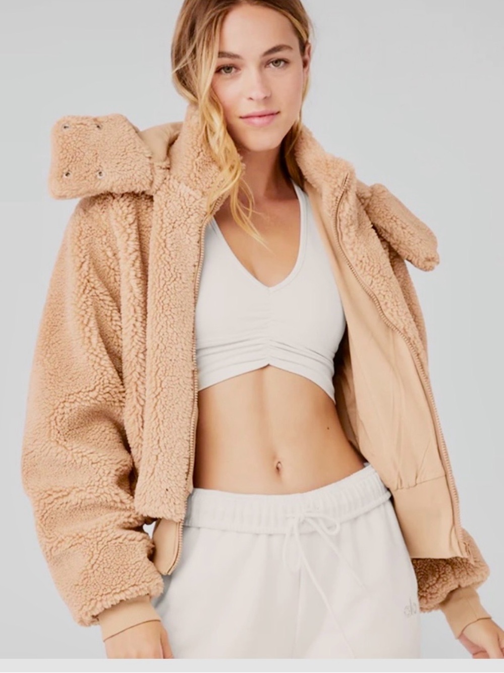 ALO Yoga Camel Teddy Sherpa Jacket